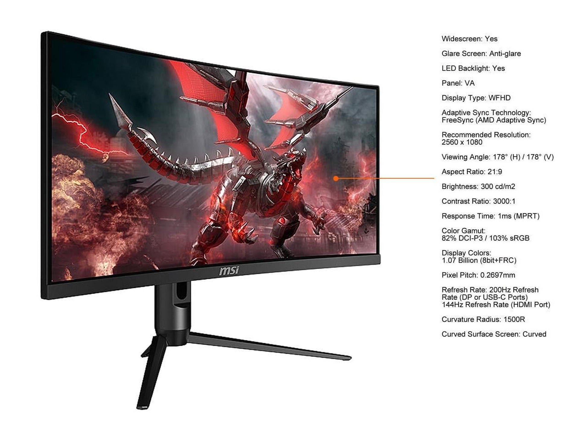 Optix MAG301CR2 29.5" WFHD Curved Screen LED Gaming LCD Monitor - 21:9, Black